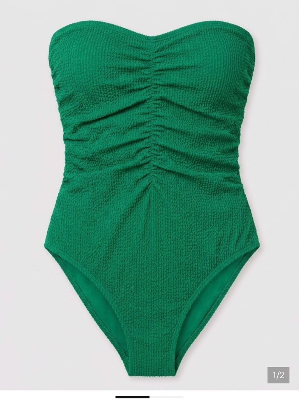 NWT ! Milly Green Bandeau One Piece Strapless Swimsuit Textured - Picture 2 of 3